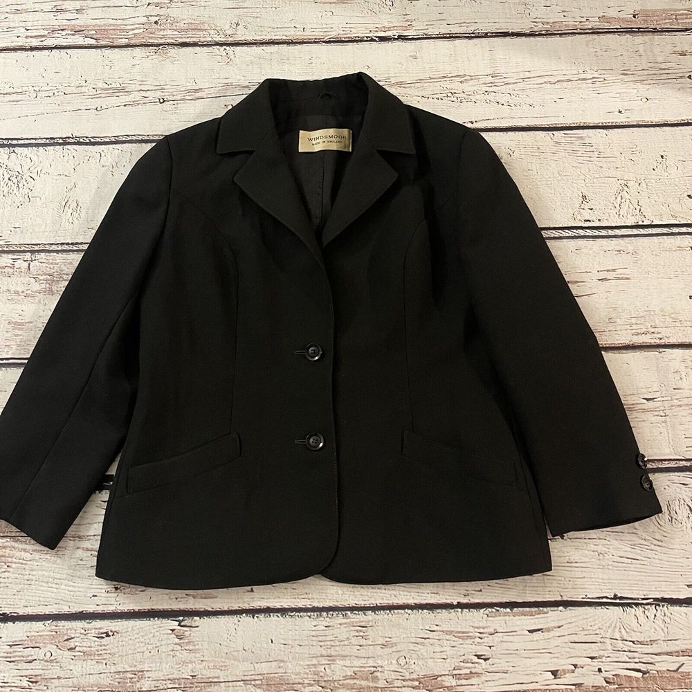 Windsmoor Womens Black Blazer Size 16 Jacket Made In England